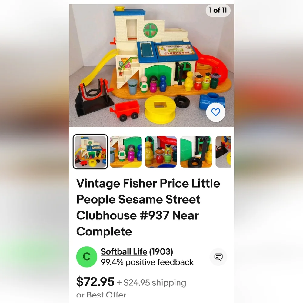 #7 Sesame Street Clubhouse #937, & figures, little people Fisher Price